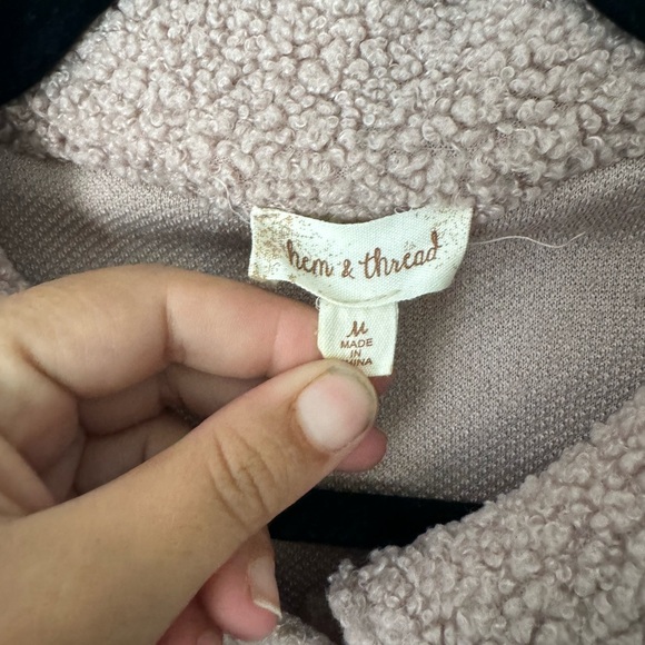 Hem and thread women’s medium rose pink button up Sherpa - Picture 4 of 4